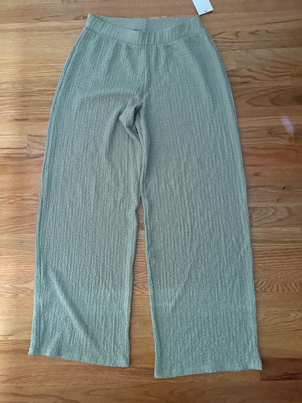 A New Day Wide Leg Textured Pants - Sage Green